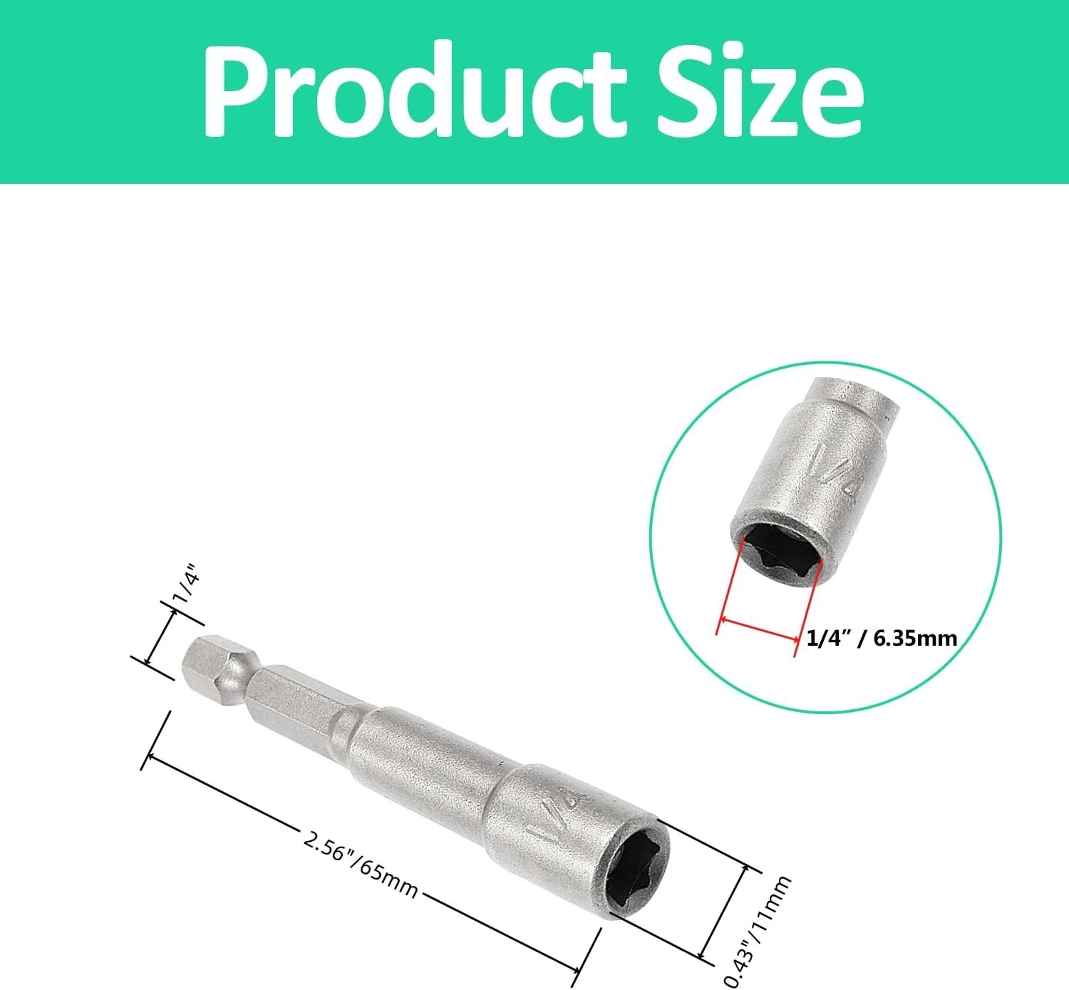 10Pcs 1/4” Hex Shank Magnetic Power Nut Driver Bit Sets, 1/4 Inch Quick Change
