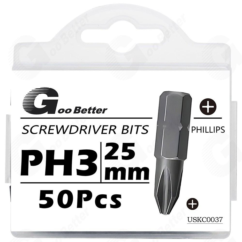 50pcs Screwdriver Bit Set 1-Inch Phillips Bits 1/4″ Hex Shank Bit PH0 PH2 PH3