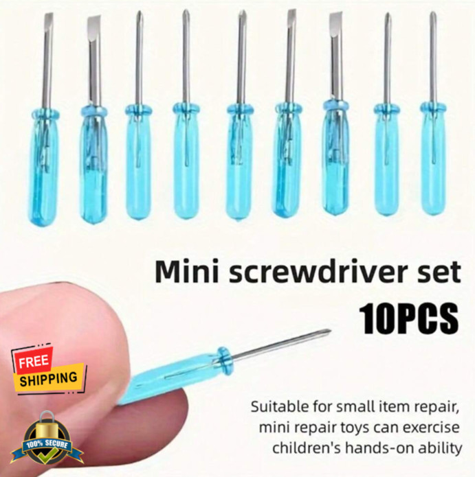 10pcs Mini Precision Screwdriver Set – 2mm Cross & Flat Head Repair Tools