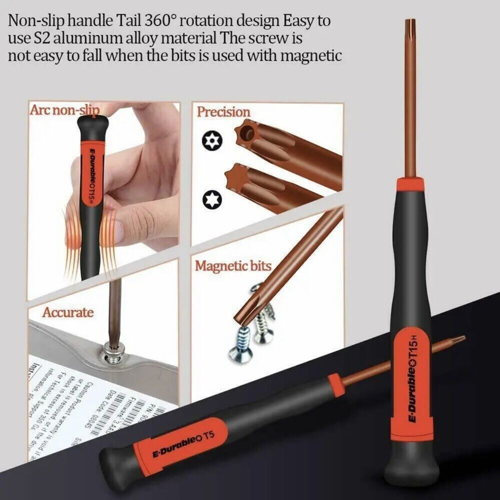 E.Durable Torx Screwdriver Set T3 T4 T5 TR6 T8H TR9 T10 T15 Security Torx Driver