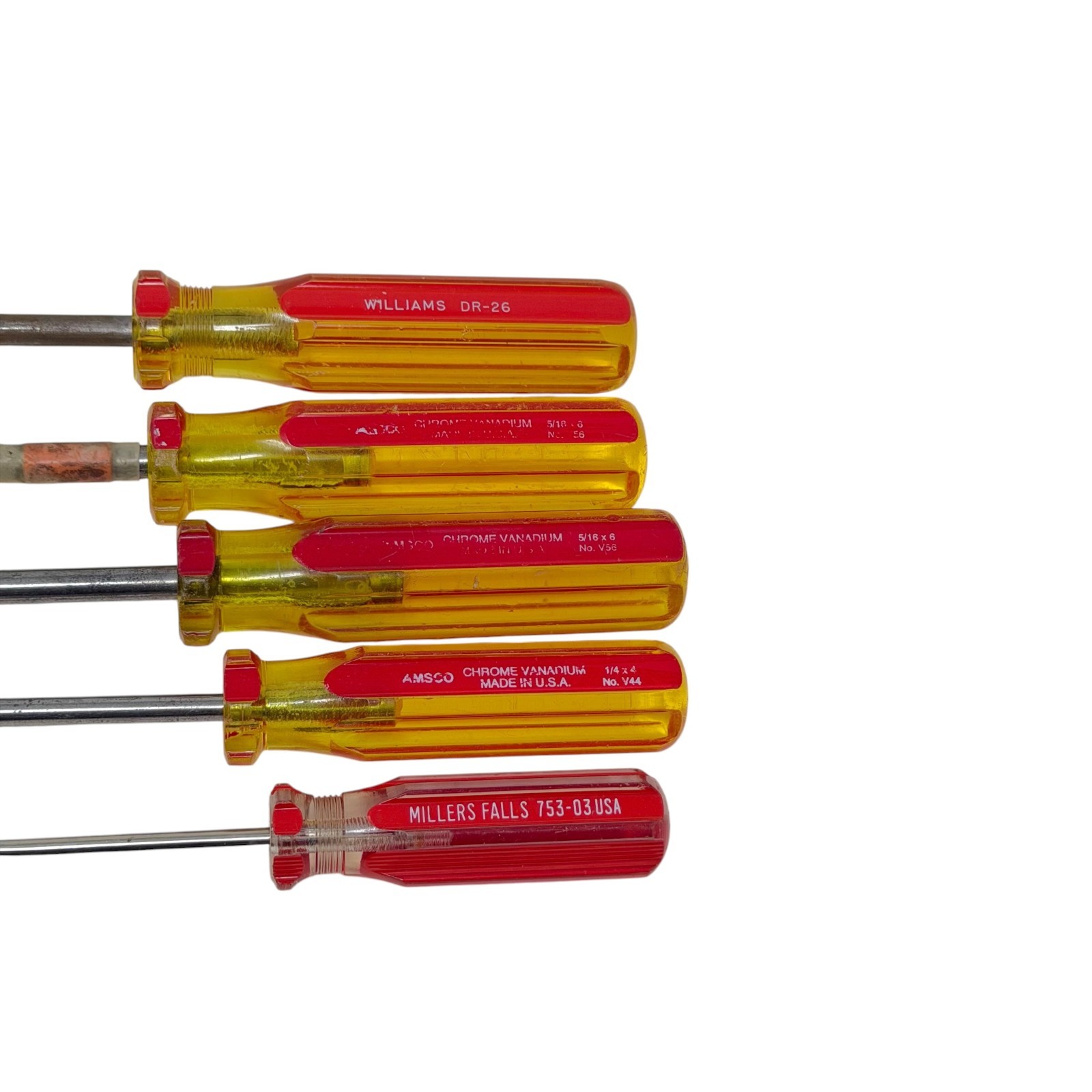 Williams, Millers Falls, Amscoand Assorted Mixed USA Screwdriver Set Rare, 5pc