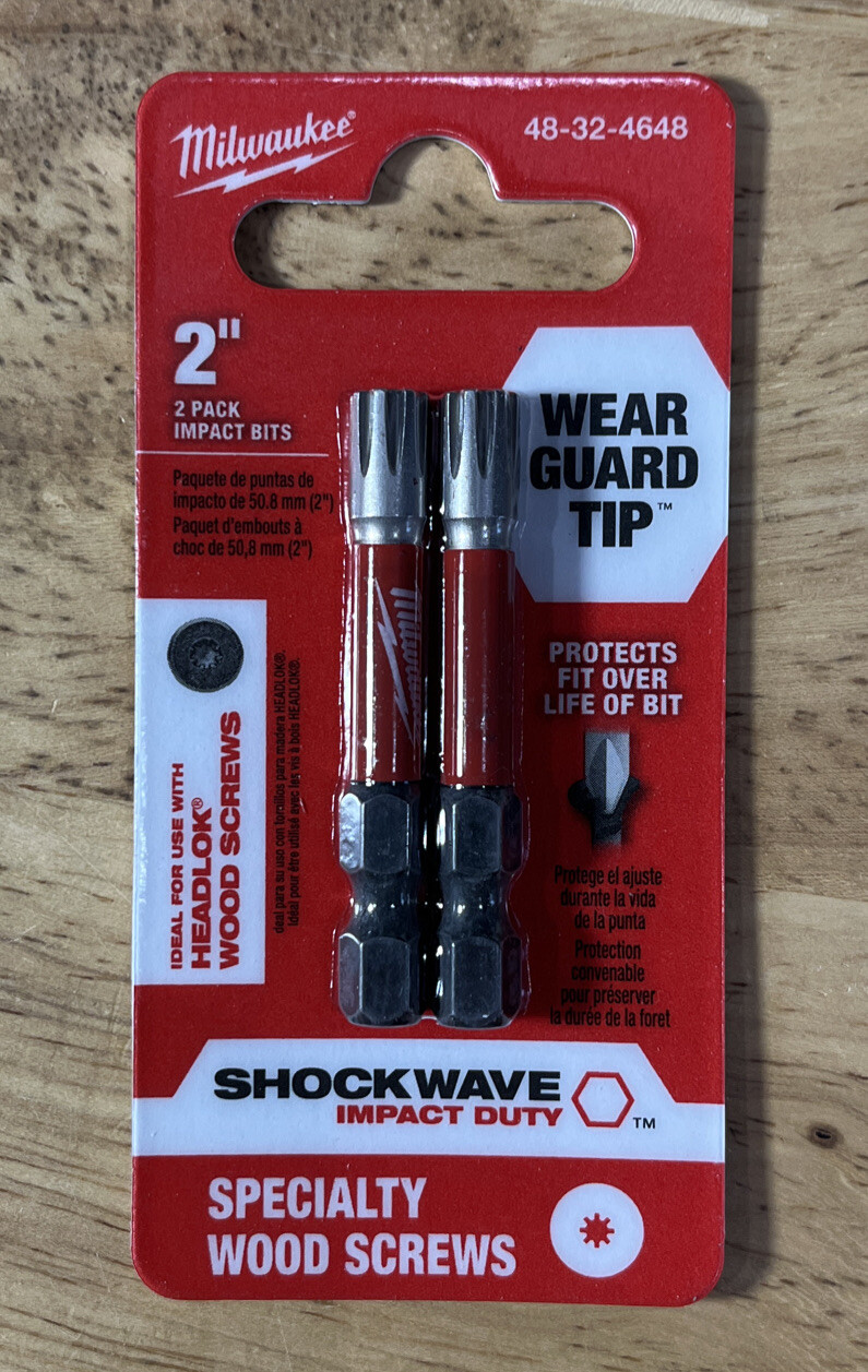 Milwaukee 48-32-4648 SHOCKWAVE HEADLOK Specialty Wood Screws, 2″ Length, 2 Pack