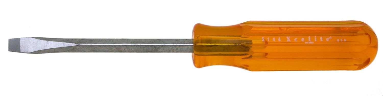 Xcelite S144 Chrome Vanadium Steel Slotted Square Blade Screwdriver, 1/4″ Head