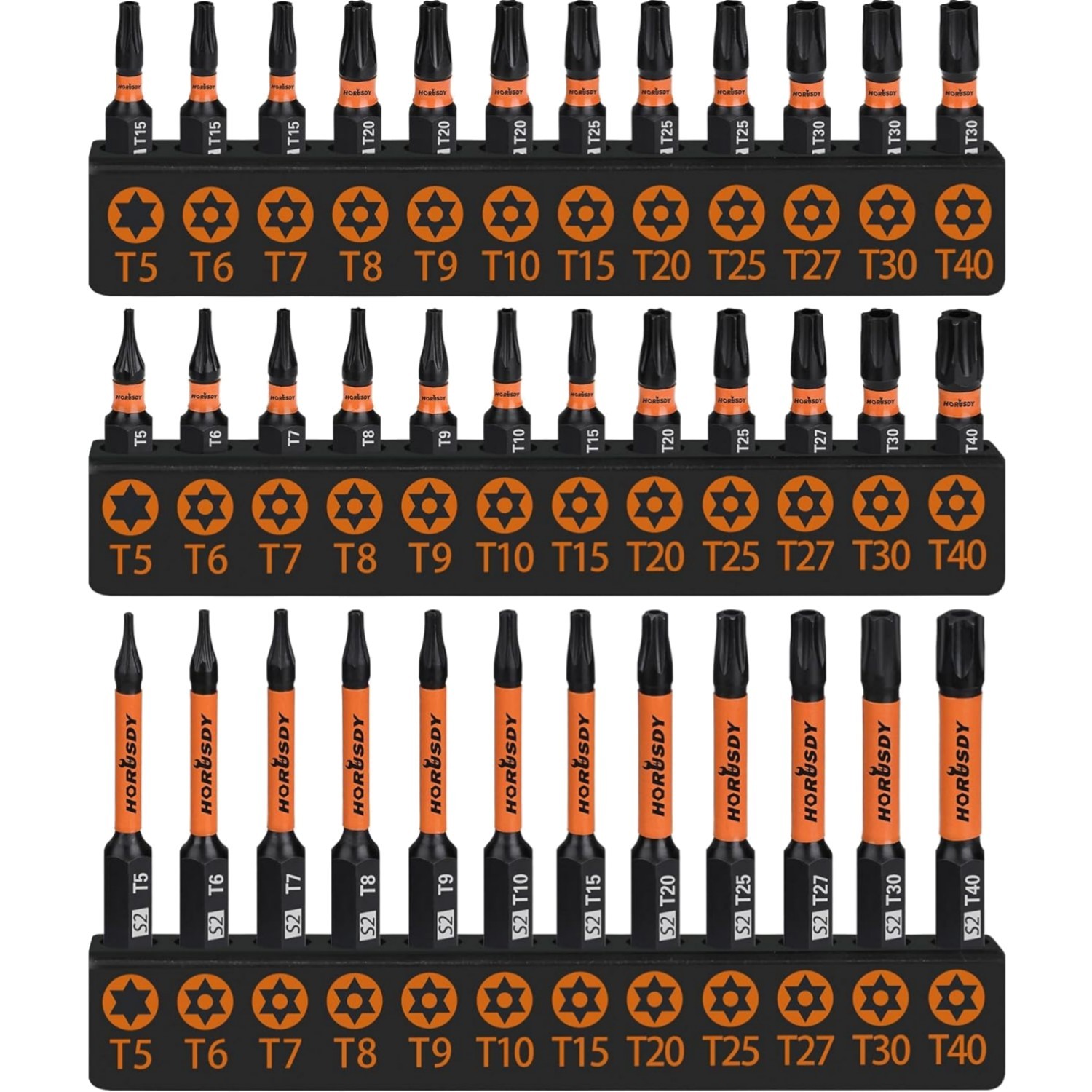 HORUSDY Torx Bit Set 36pcs Security Torx Bit SetTamper Proof Star Bits T5-T40.