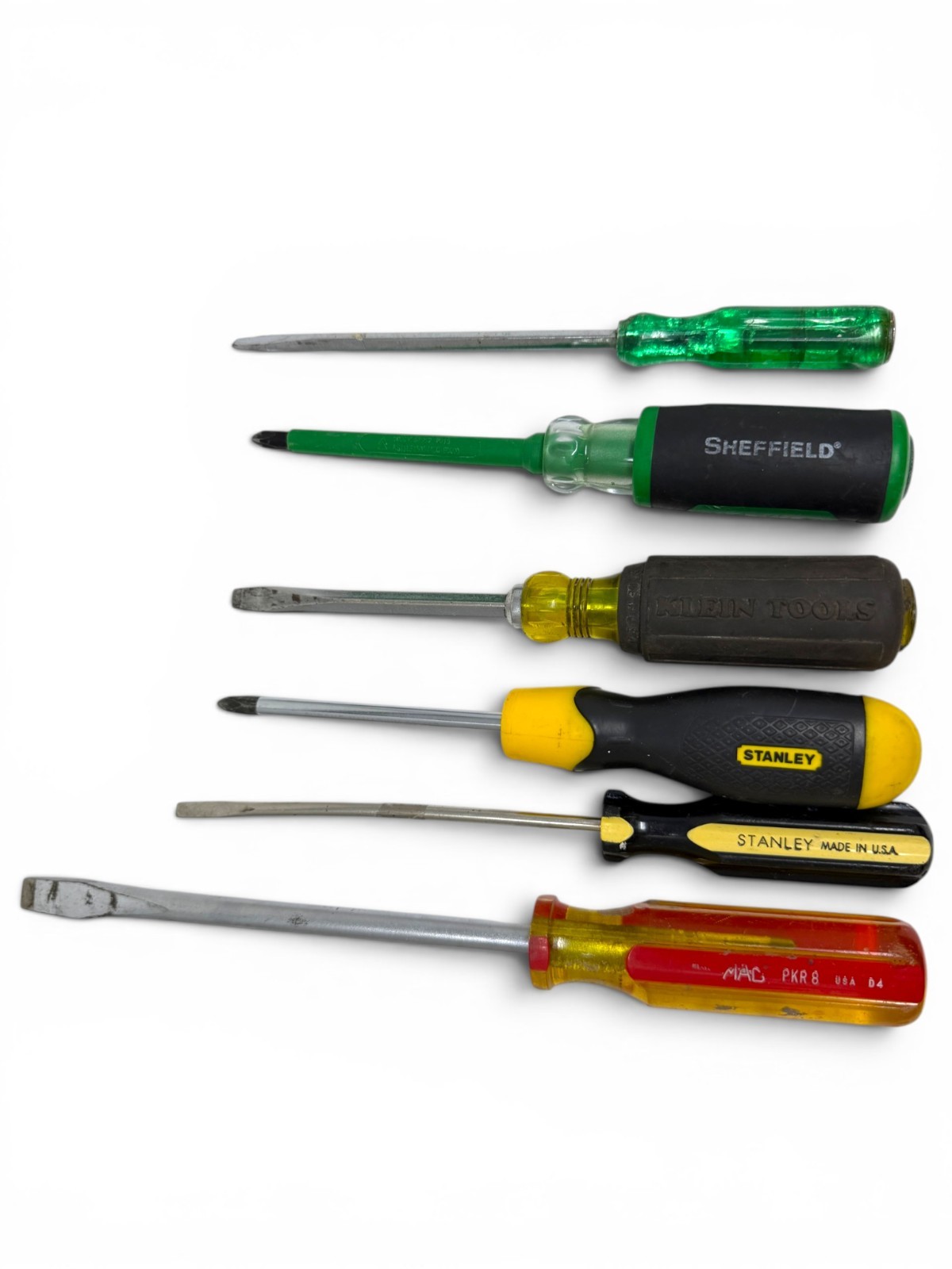 Vintage Klein, Sheffield, Mac Tools & Stanley USA Screwdriver Lot Set, 6 Pcs
