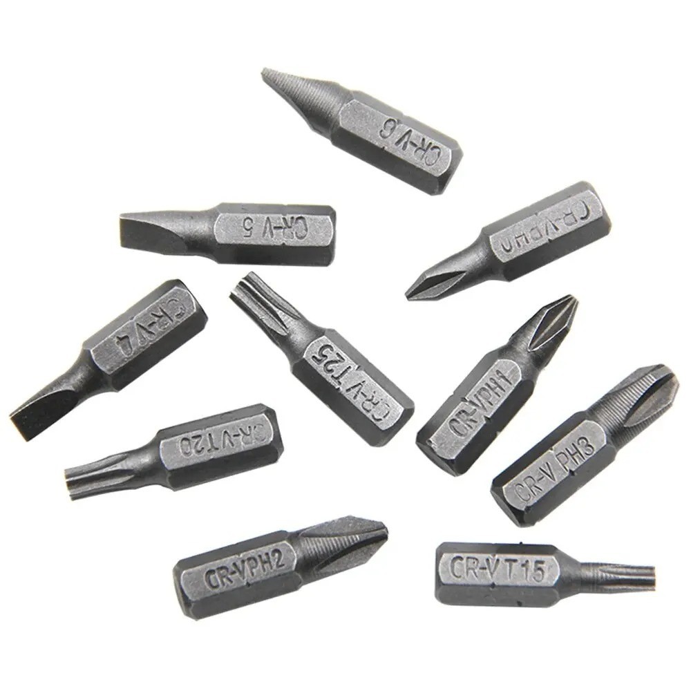 L-Shaped 1/4” Hex Screwdriver Bit 90° Double Head Handle 10pc Tool Set