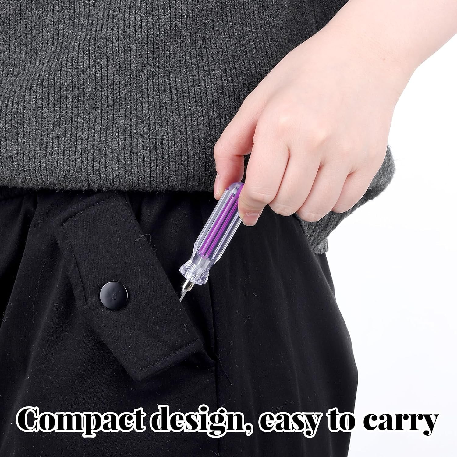 3Pcs 2-in-1 Stubby Screwdriver Set Magnetic Phillips Flathead Pocket Tool Purple