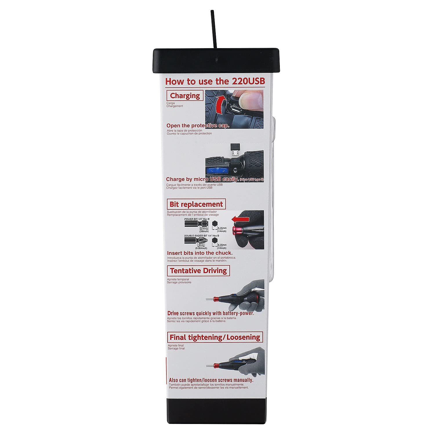 Vessel 220USB1U High Torque Cordless Rechargeable Ball Grip Screwdriver