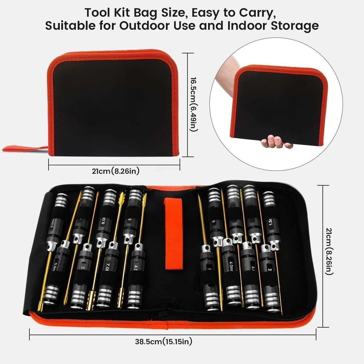 RC Car Tool Kit – 16pcs Screwdriver Set Includes Flat, Phillips, Hex, Titaniu.