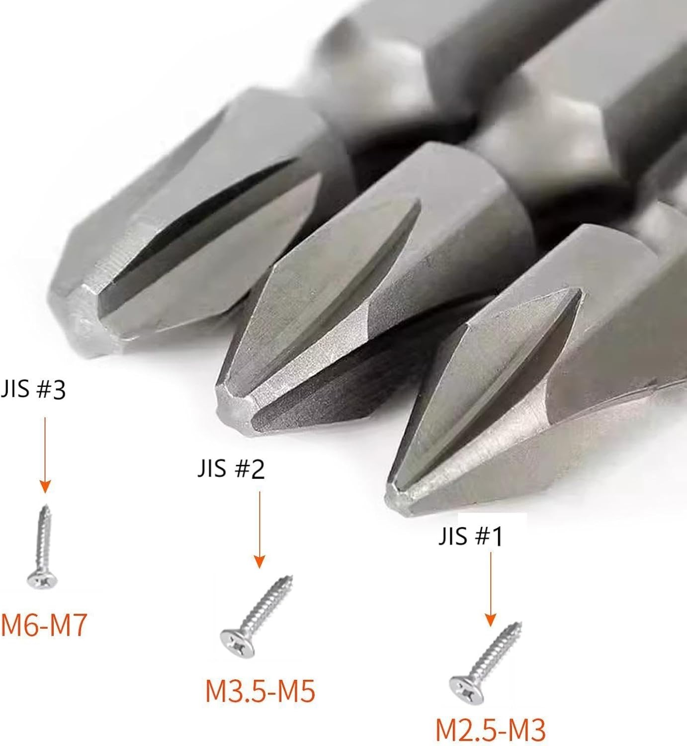 6Pcs JIS Screwdriver Bit Set 35mm Magnetic Tip S2 Steel 1/4 Hex Shank for Japane