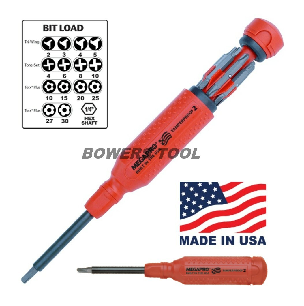 Megapro Tamperproof 2 Screwdriver for Tri Wing Security Torx Plus Torq Set Bits