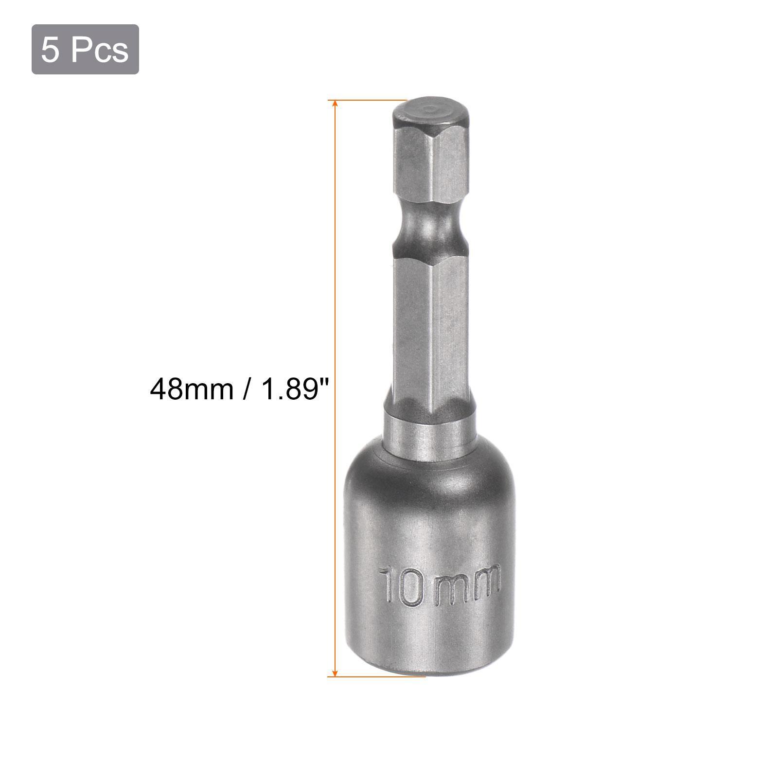 5pcs 1/4″ Quick-Change Hex Shank 10mm Magnetic Nut Driver Bit 1.89″ Length
