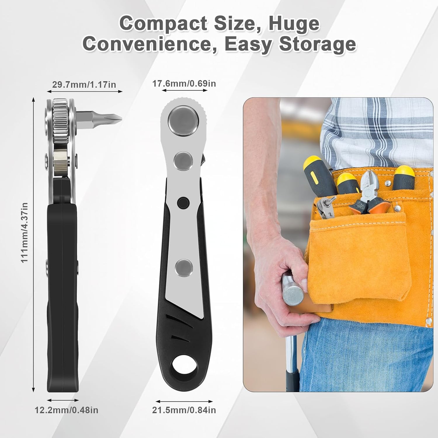 10-In-1 Angled Ratchet Screwdriver Set，90 Degree Right Angle, Black