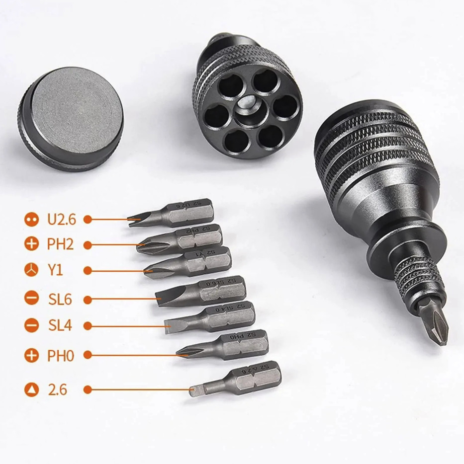 1pc 7-in-1 Mini Screwdriver Set Aluminum Handle EDC Tool Kit – NEW