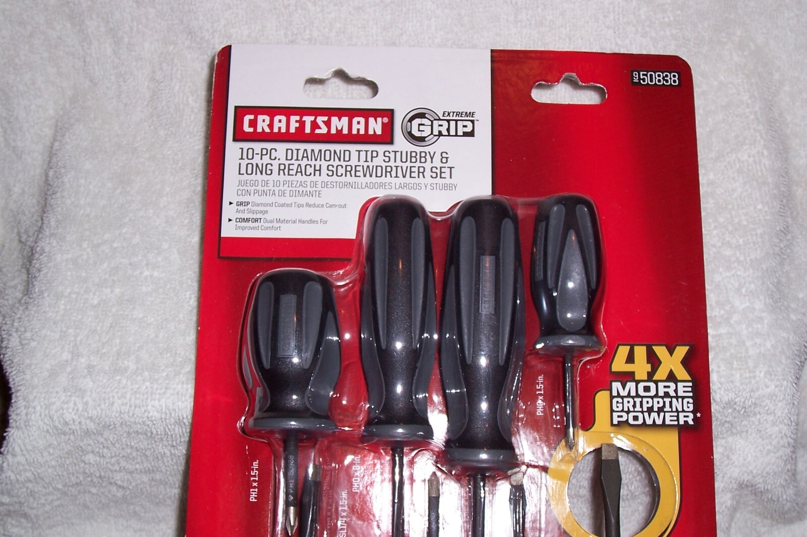 CRAFTSMAN 10 Pc. Diamond Tip Stubby/Long Extreme Grip Screwdriver Set 50838 NEW