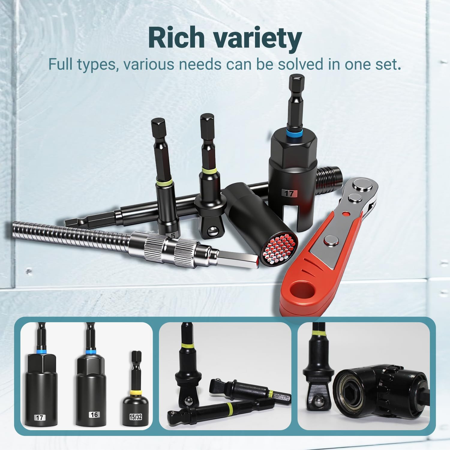 86-Piece Magnetic Impact Nut Driver Set, Sae/Metric Nut Driver Set, Right Angle
