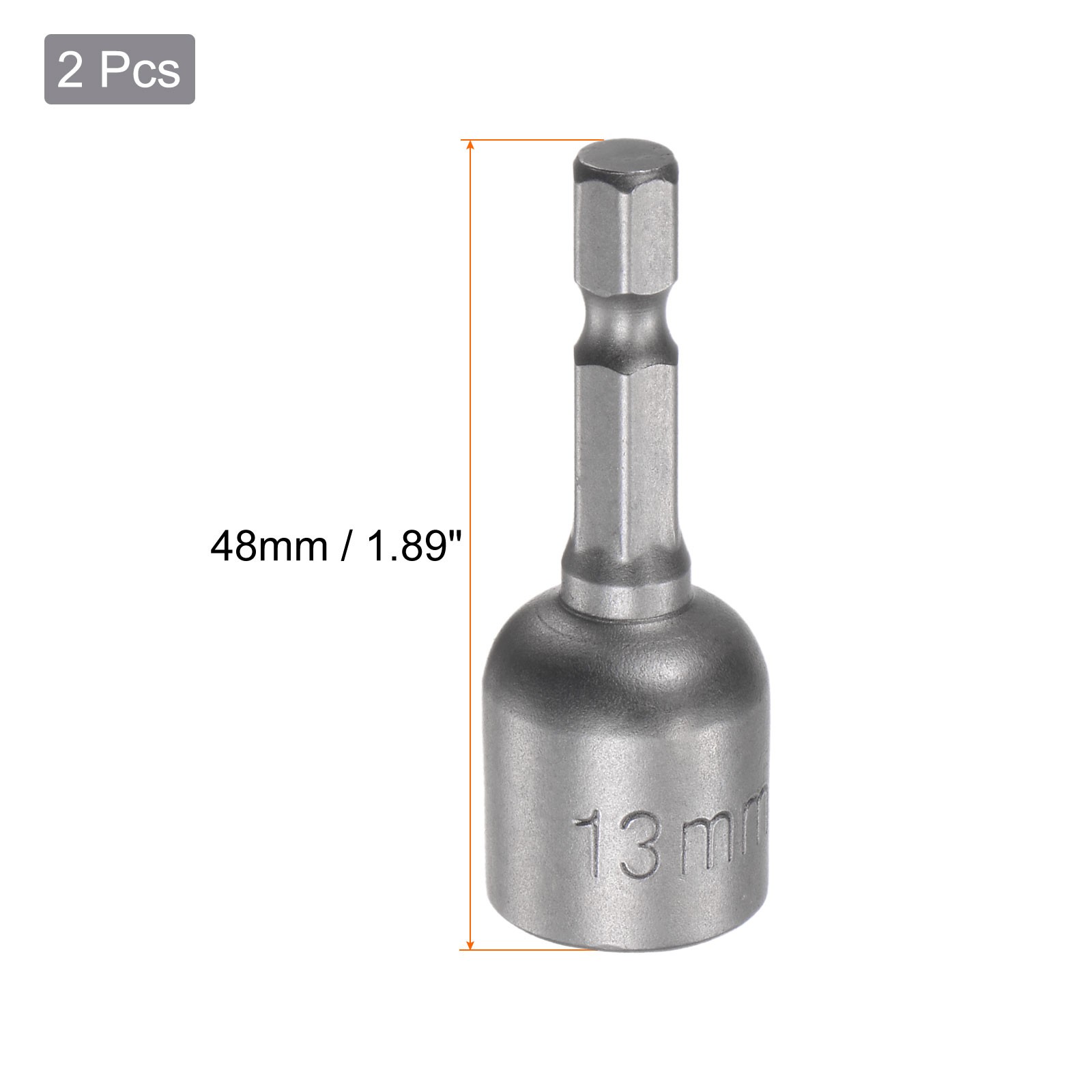 2pack 1/4″ Quick-Change Hex Shank 13mm Magnetic Nut Driver Bit 1.89″ Length