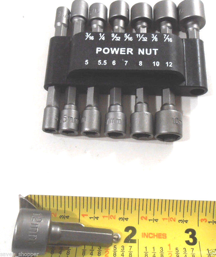 Nut Driver 14PC Set BLACK CASE Dual Metric & Standard SAE 1/4″ Shank