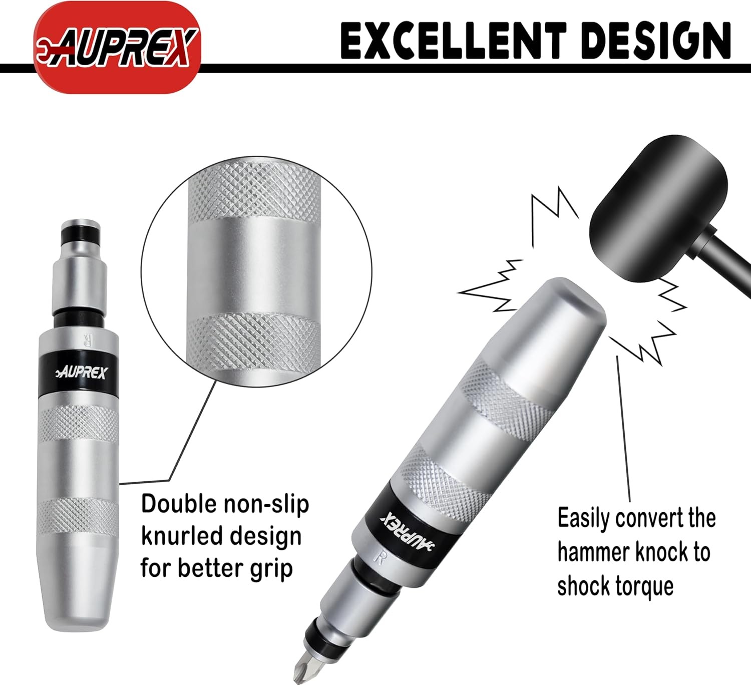 Manual Impact Screwdriver, 1/2” Reversible Hand Impact Driver Set, Hammer Screwd
