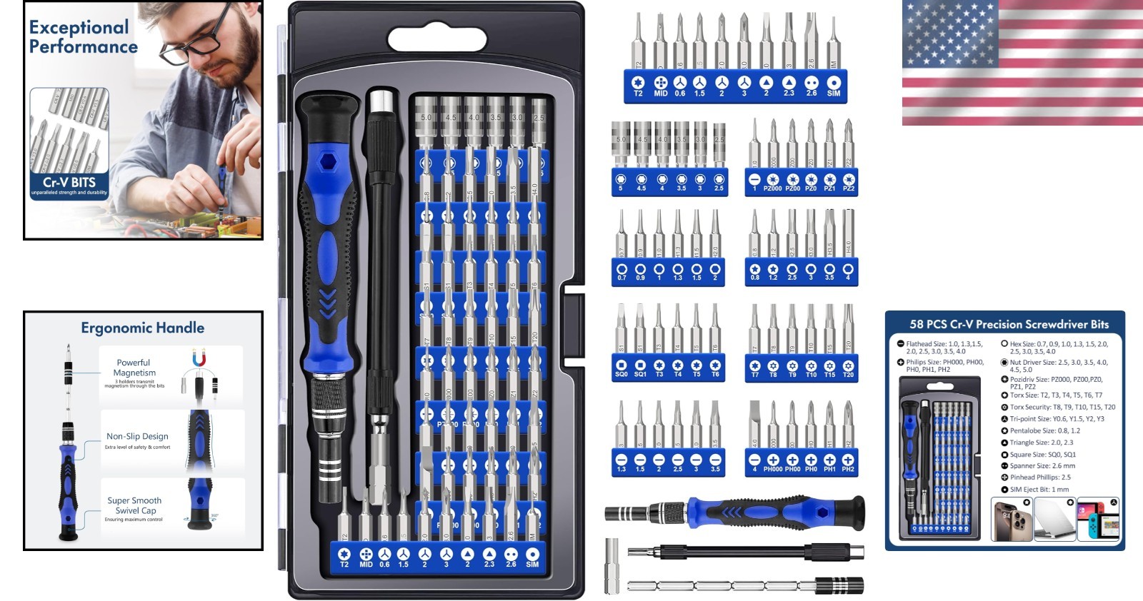 Durable 62-in-1 Magnetic Screwdriver Kit – Perfect for Home & Office Repairs