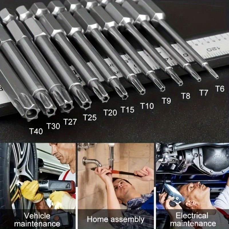 11-Piece Torx Screwdriver Bit Set – Multi-Size (T6-T40) for Vehicle Maintenance