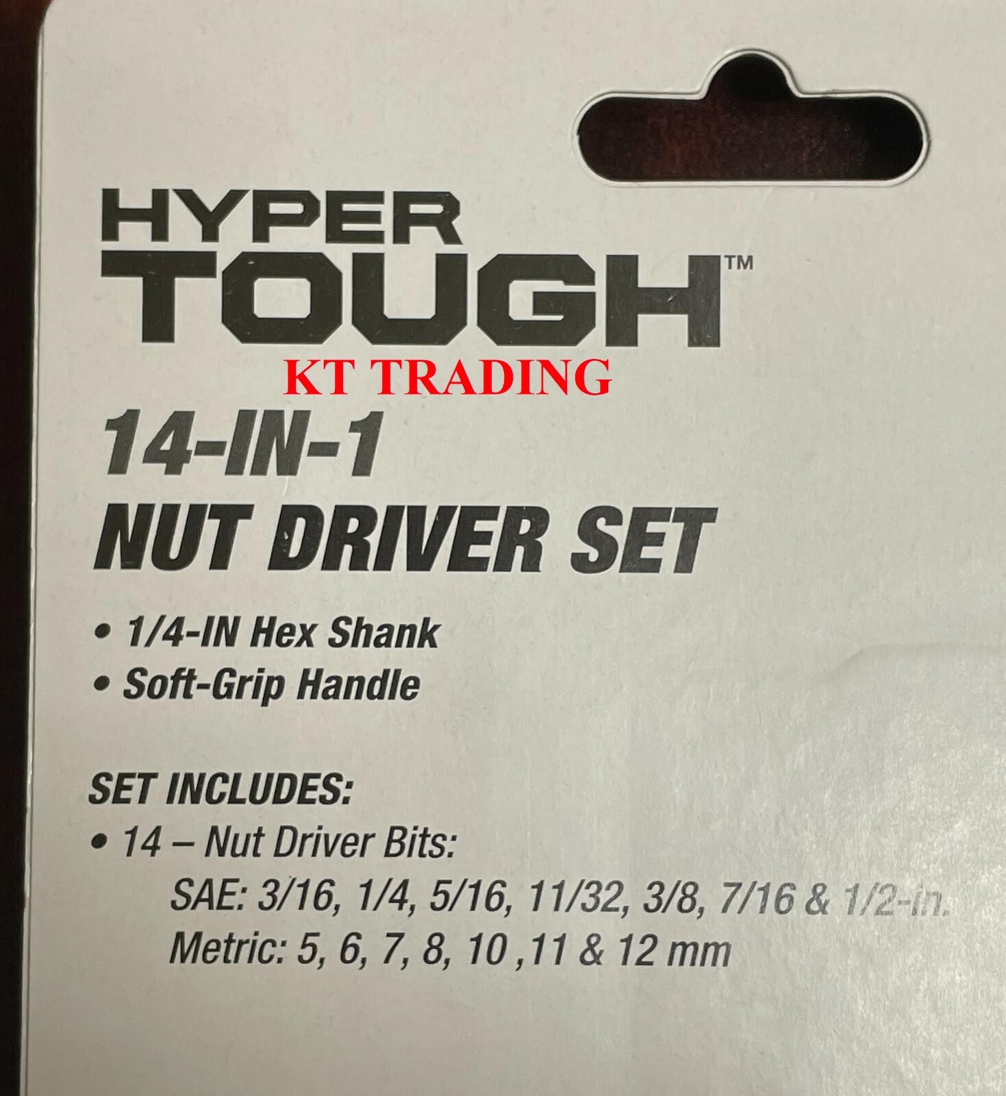 HYPER TOUGH 14-IN-1 Alloy Steel NUT DRIVER Bits SET Sae Metric 1/4-in HEX Shank