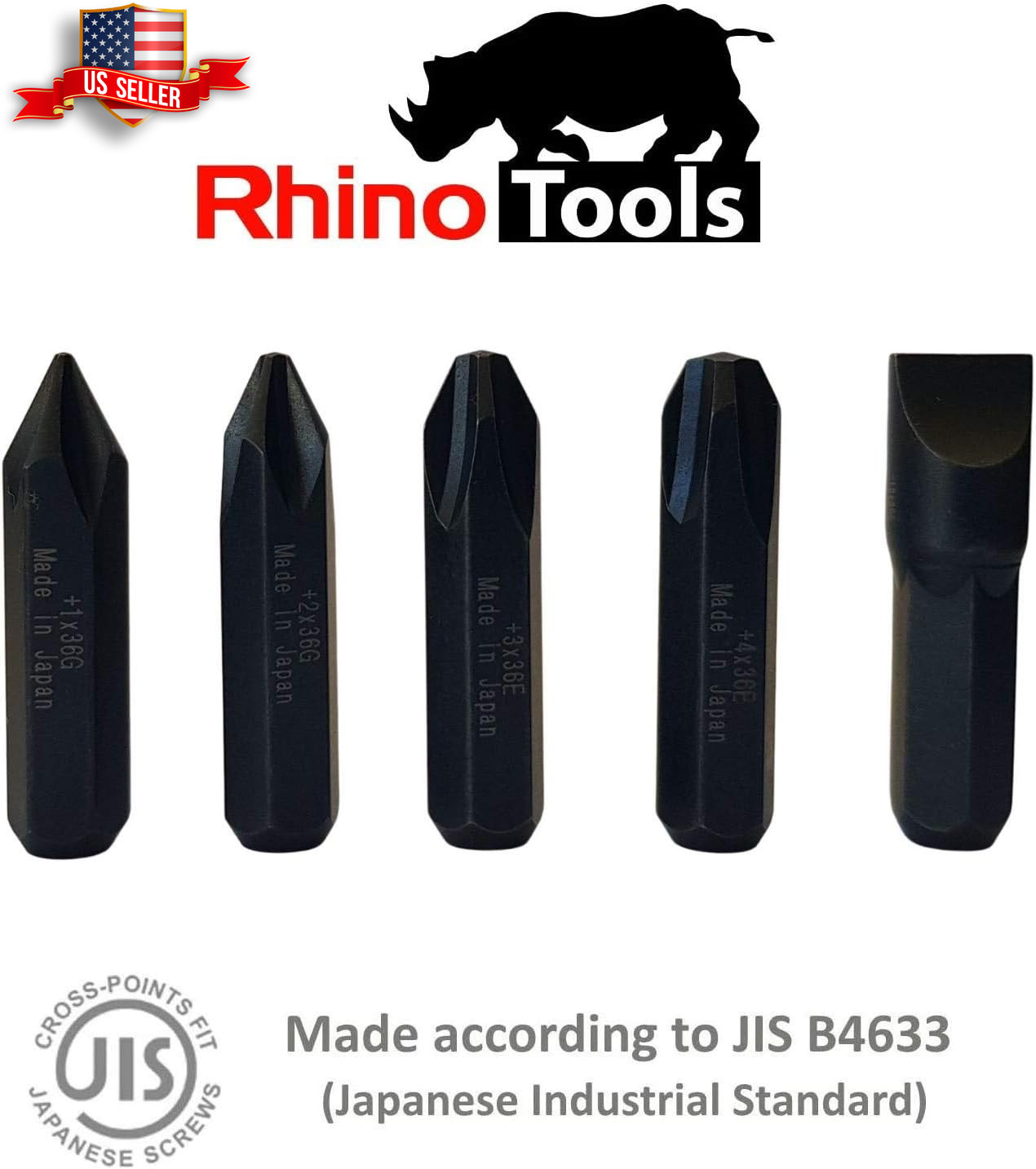 5/16″ JIS Impact Screwdriver Bits | Made in Japan | +1 +2 +3 +4-10 (36Mm Long)