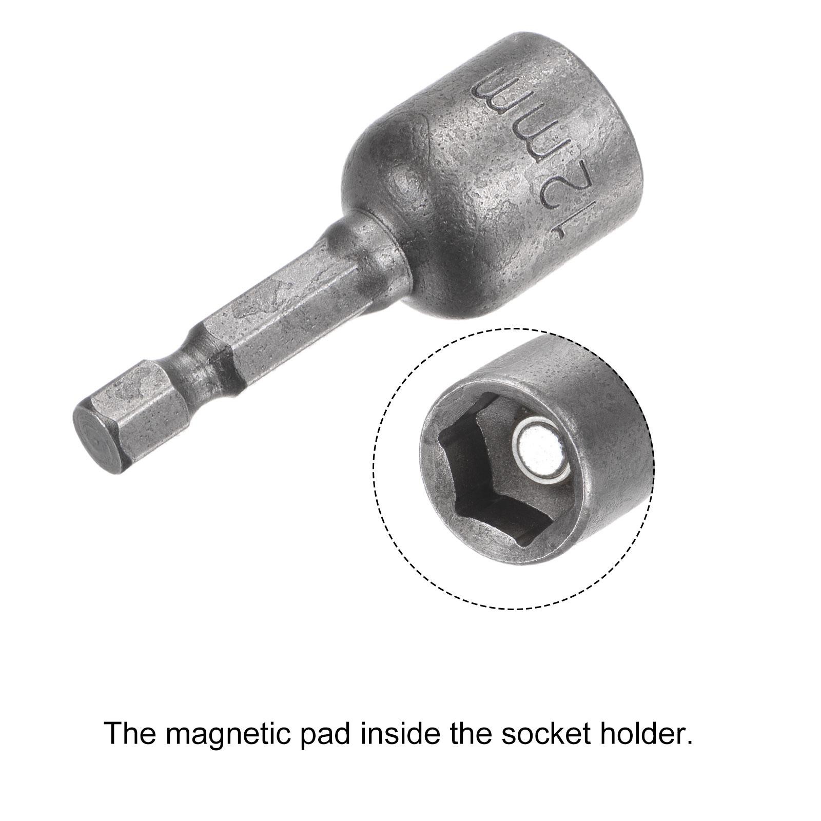 2pcs 1/4″ Quick-Change Hex Shank 12mm Magnetic Nut Driver Bit 1.89″ Length