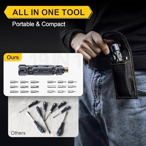 19 in 1 Multibit Screwdriver Set EDC Multi Screwdriver Tool All in Black Gold