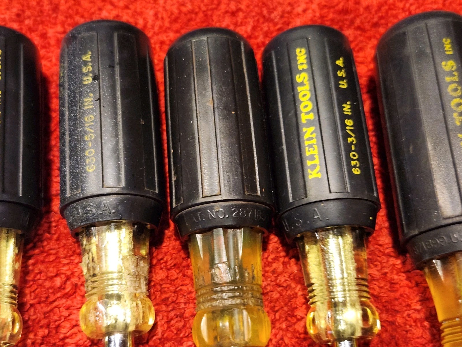 VINTAGE KLEIN 631 Standard Hollow Shaft Nut Driver Set 7 +1 Piece Bonus #650 Awl