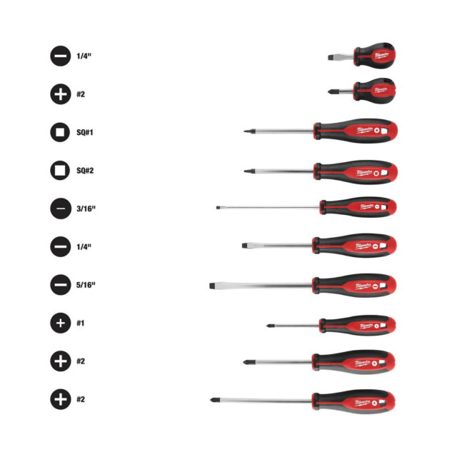 Milwaukee 48-22-2710 Professional Grade Screwdriver Kit – 10 PC