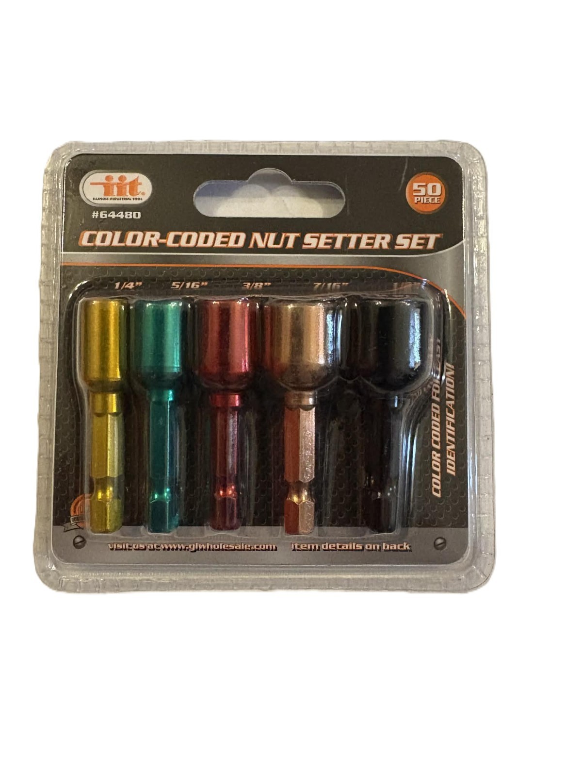 IIT 5pc Magnetic Color Coded Nut Setter 1/4″ Hex Shank Chuck Set 64480