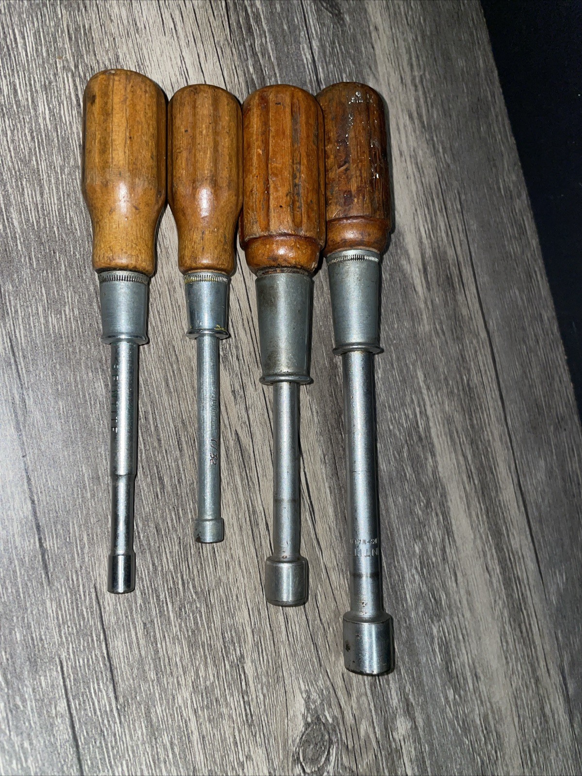 Spintite SPIN TITE Walden Nut Drivers Made USA Vintage Wood Handles Lot Of 4