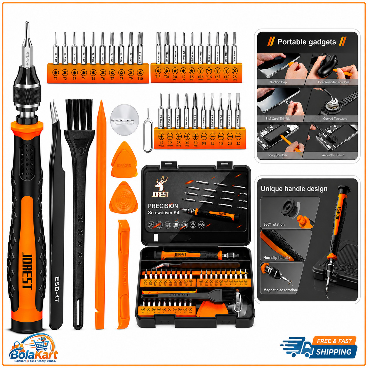 JOREST 40Pc Precision Screwdriver Set S2 Steel Torx Phone Laptop Repair Kit
