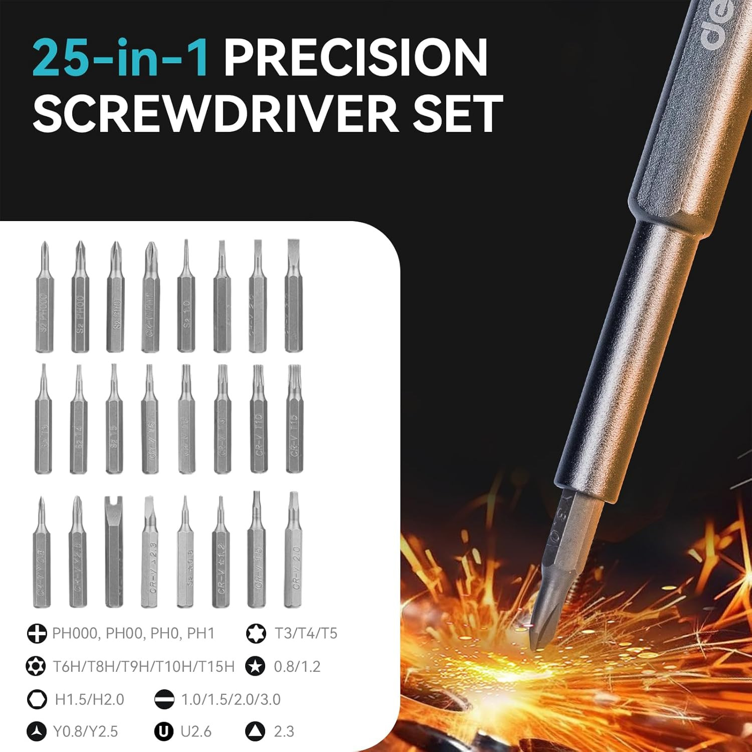 25-In-1 Precision Screwdriver Sets Magnetic Mini Repair Tool Kit for Home