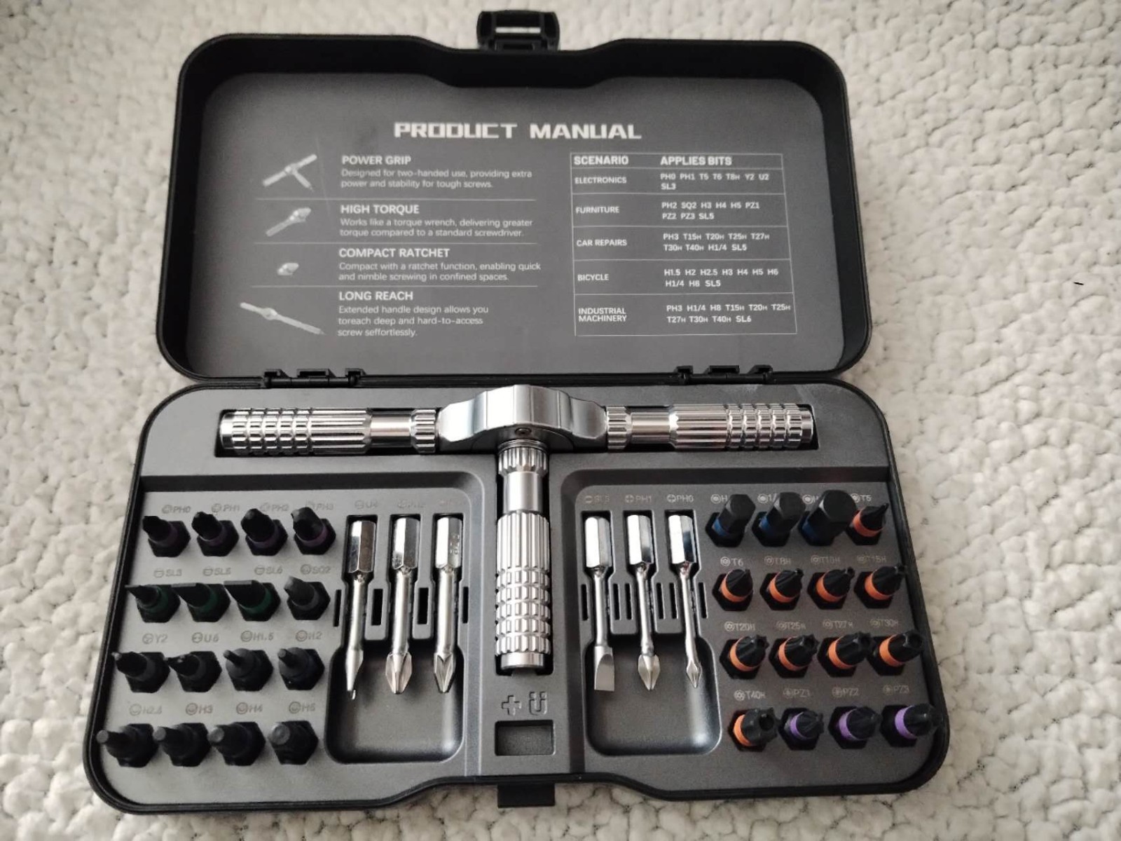 40-in-1 Magnetic Ratcheting Screwdriver Set For Assembly, Repair, Maintenance