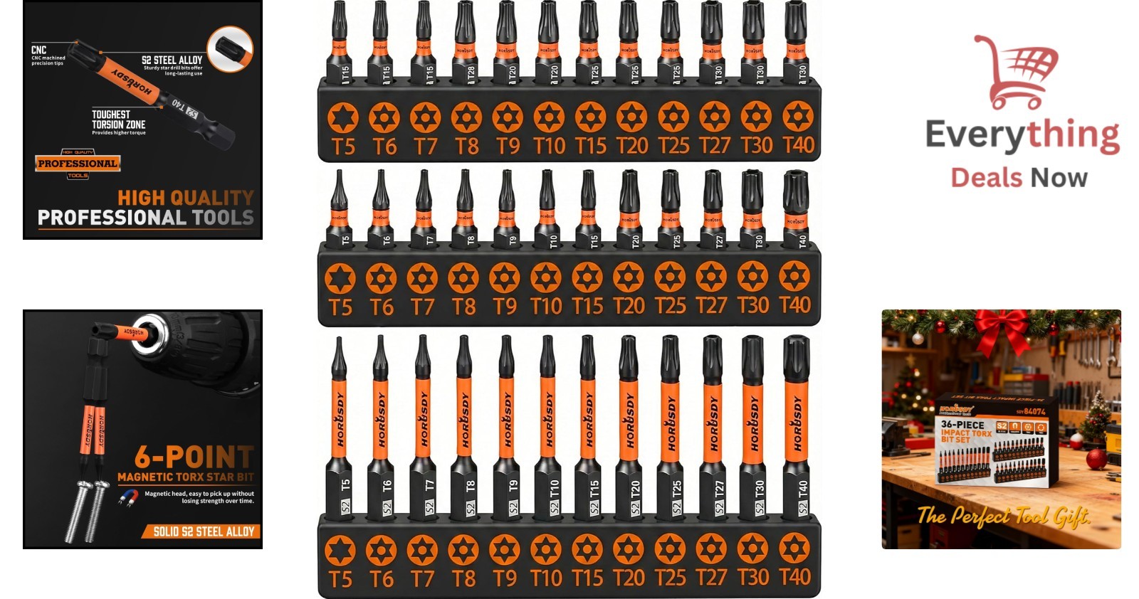 36pc Security Torx Bit Set Tamper Proof Star Impact Driver Screwdriver S2 Steel