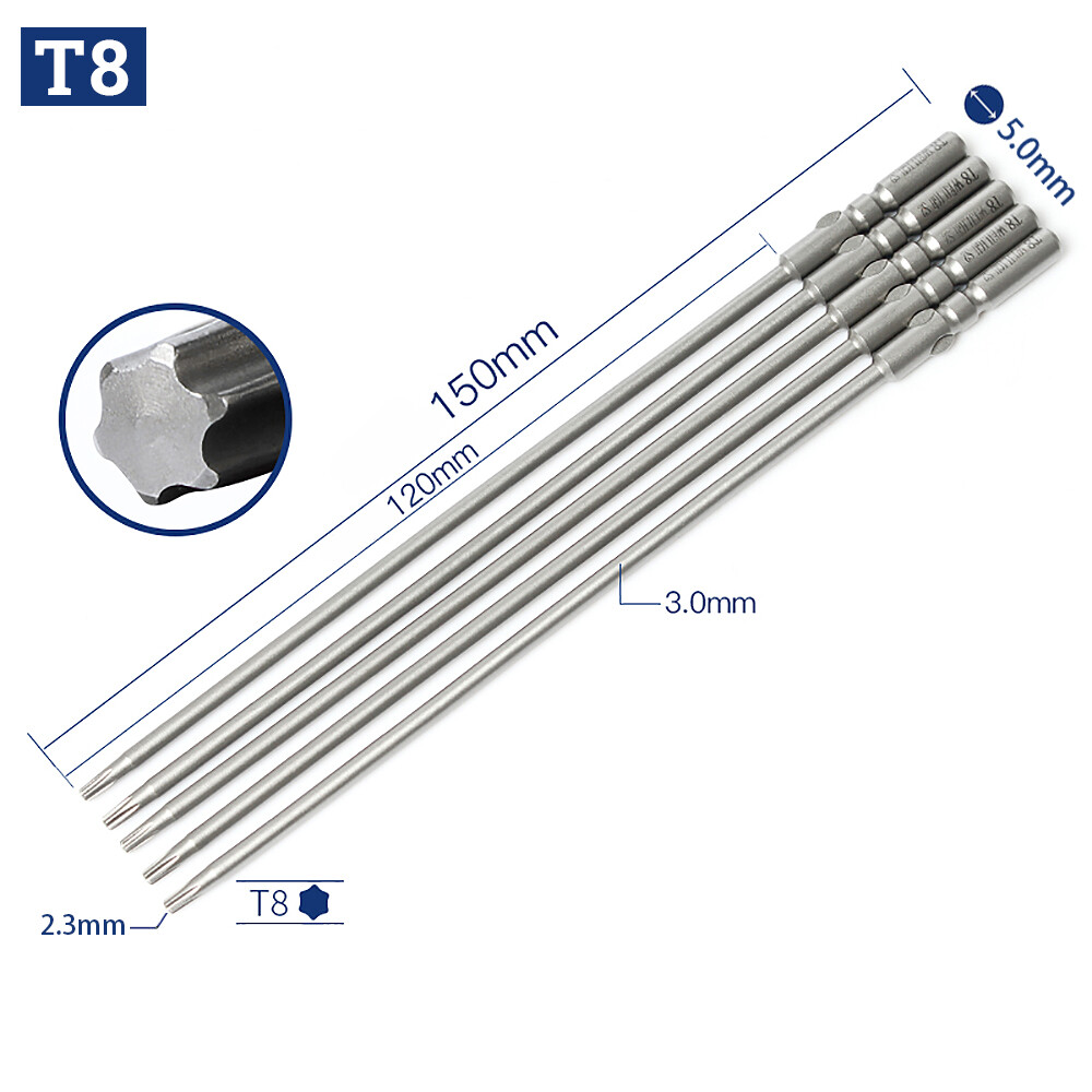 5 Pcs Hexagonal Plum Head Magnetism Screwdriver Bits Solid/With Centre Hole