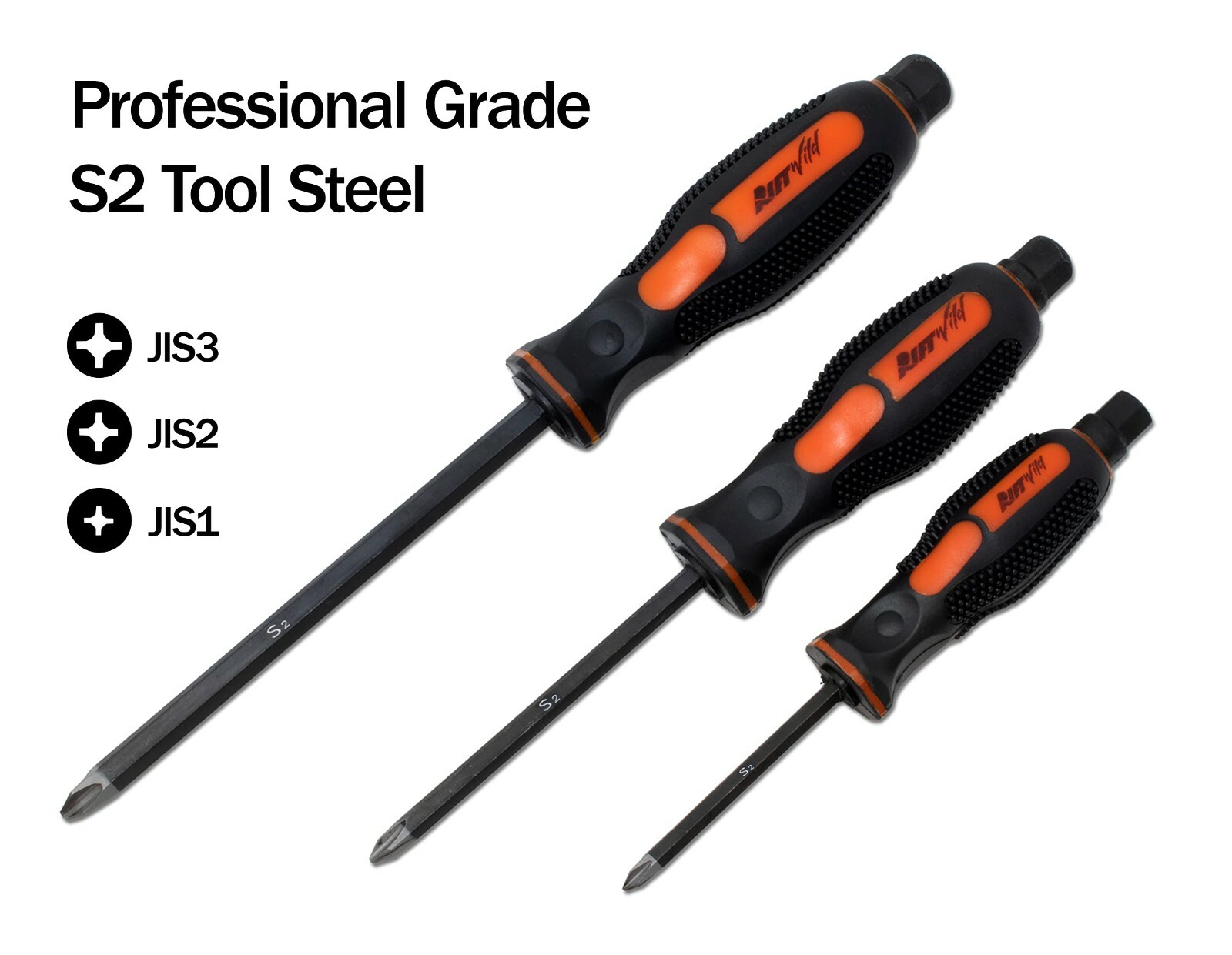 Pro JIS Metric Screwdriver Set Solid Tang Screw Driver Drivers #1-2-3 0059-011