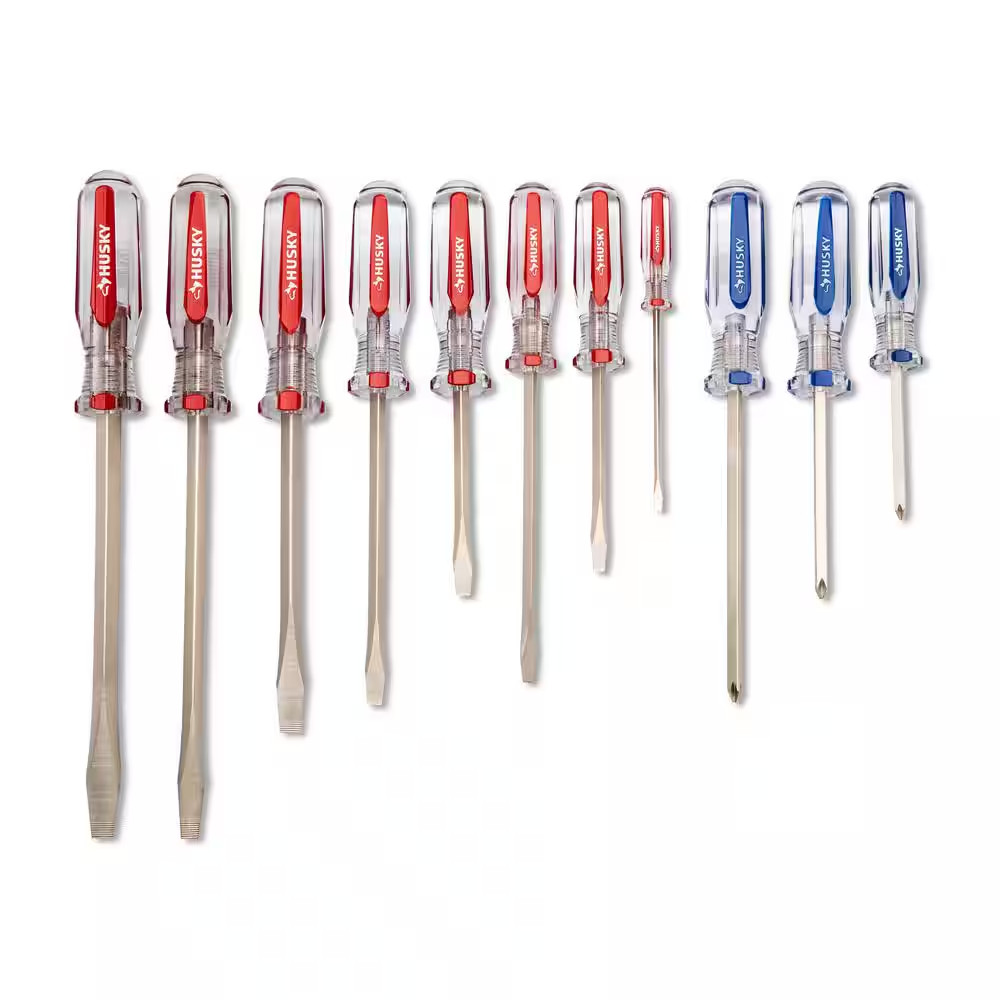 Philips and Slotted Screwdriver Set with Acetate Handles (11-Piece)