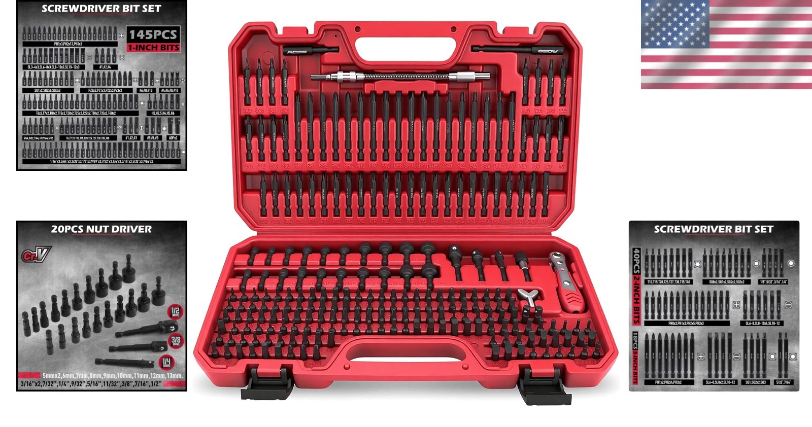 232-Piece Chrome Vanadium Screwdriver Bit Set with Ratchet Wrench – Complete Kit