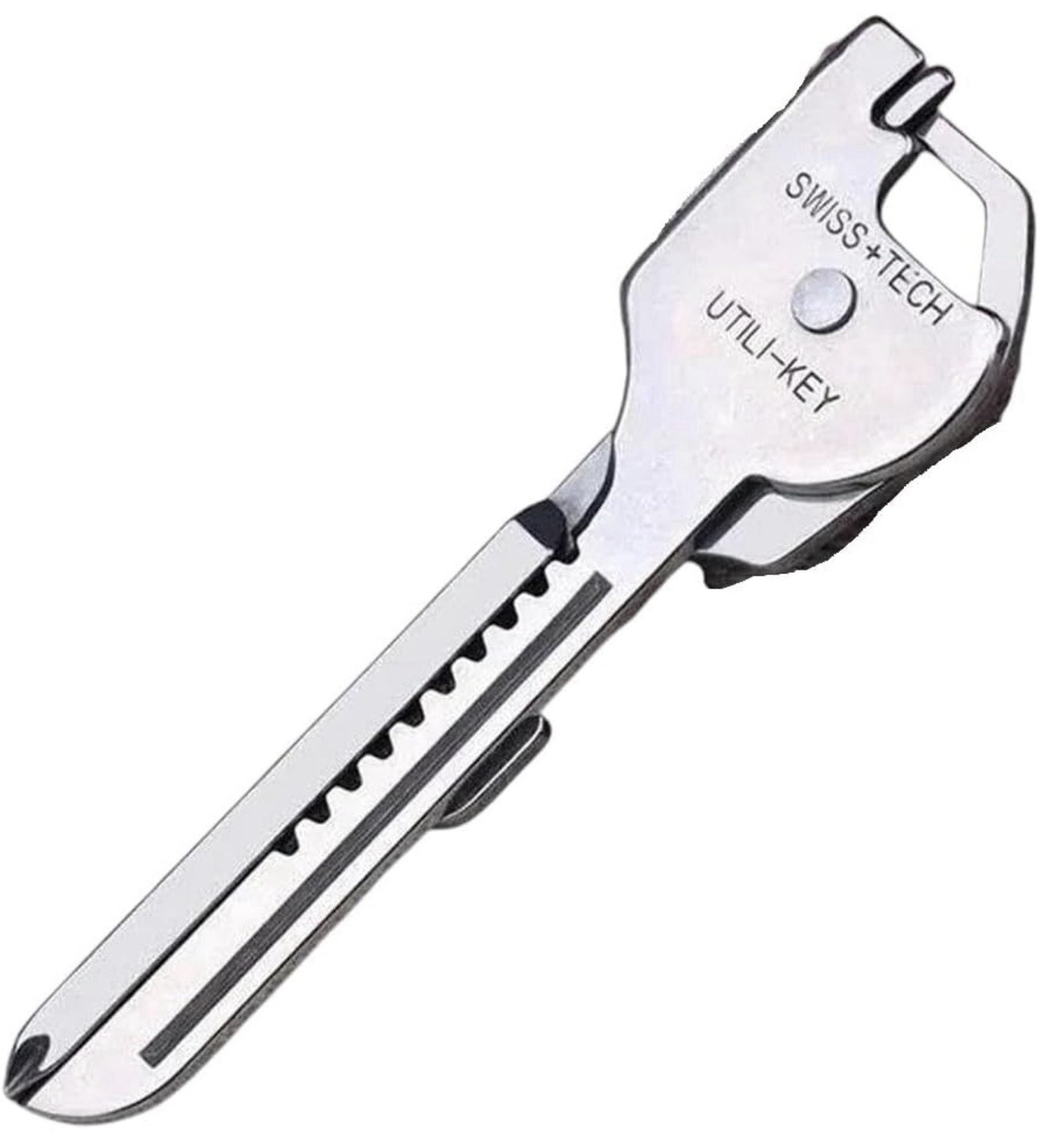 Utili-Key Polished Stainless Steel 6-in-1 Key Ring Multitool with Screwdrivers