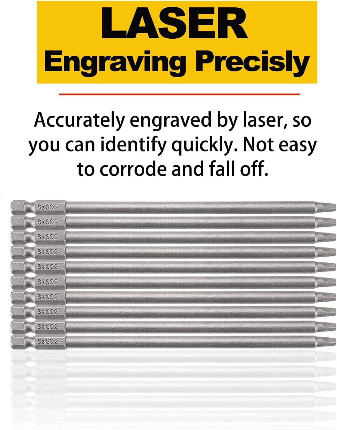 Rocaris 10pcs 1/4 Inch Hex Shank Long Magnetic Square Head One Size, Grey