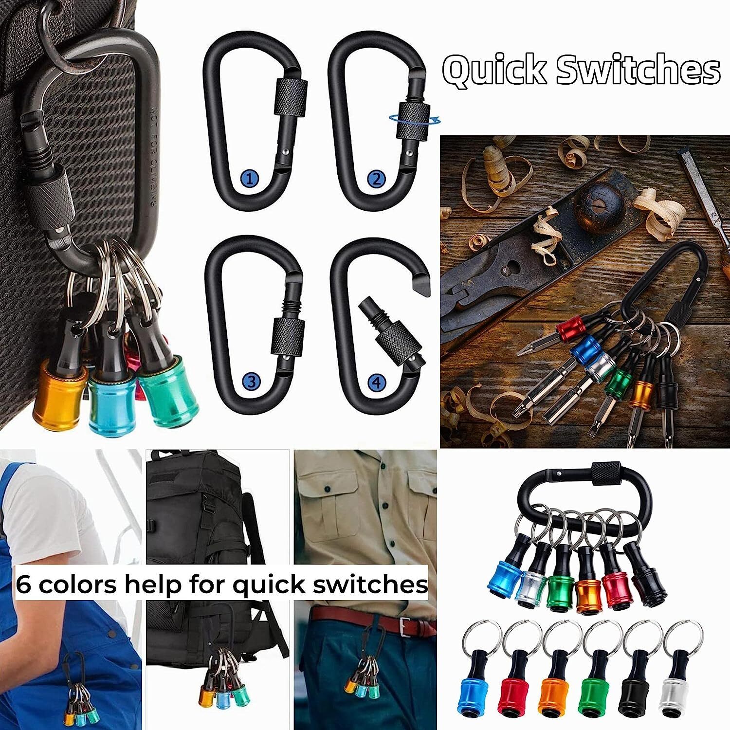 12PCS Keychain Screwdriver Drill Bit 1/4″ Hex Shank Quick Release Holder Bit Set