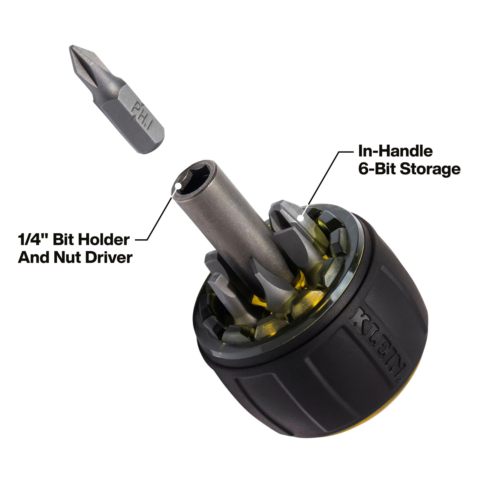 Klein Tools 32961A 8-in-1 Tru-Grip Screwdriver with Stubby