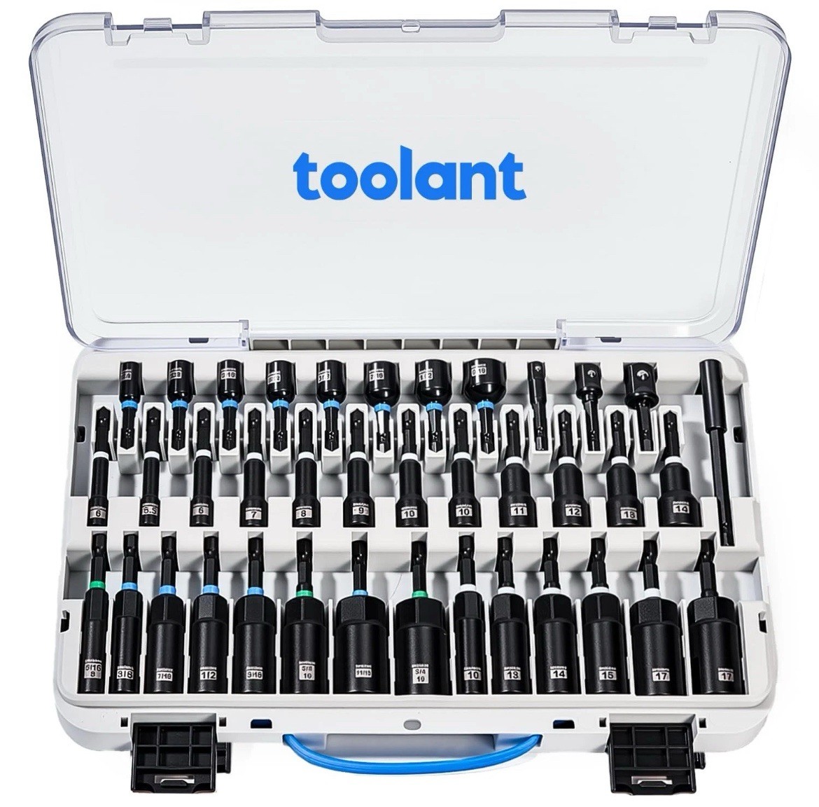 Toolant Magnetic Nut Driver Set SAE Metric Impact Drill Socket Bit Set w Case