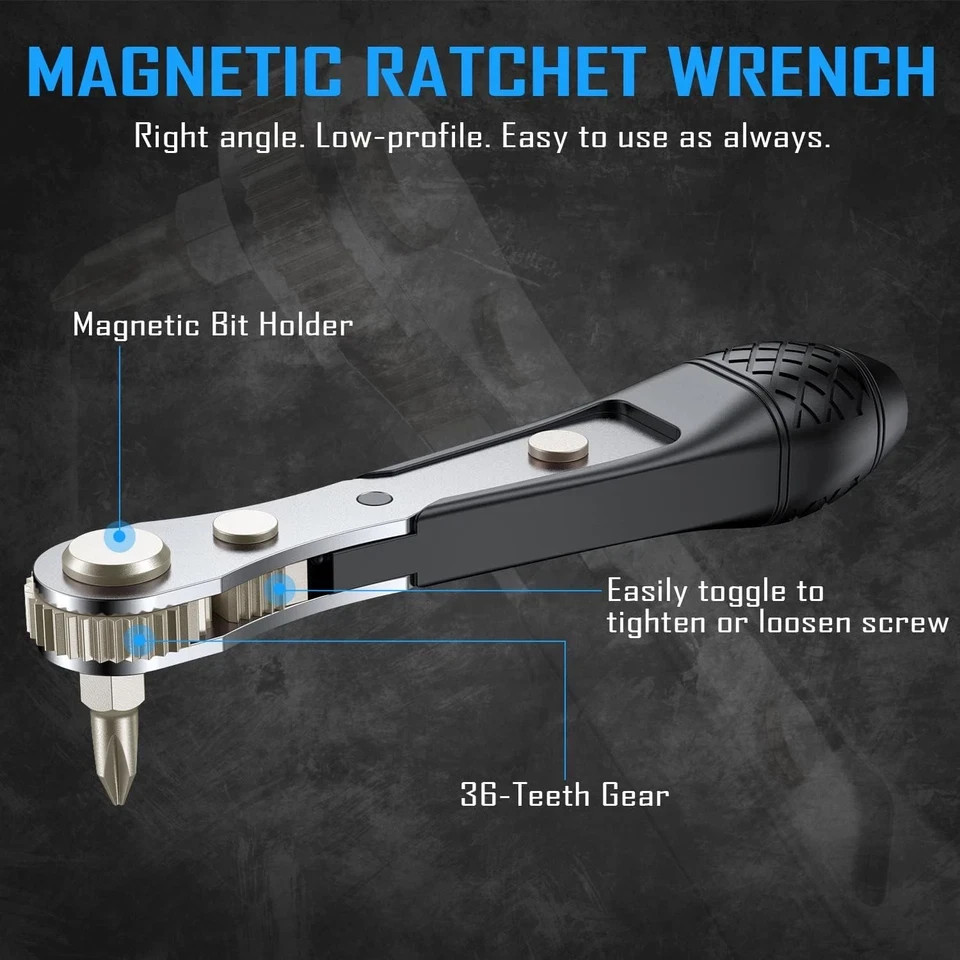 37In1 S2 Steel Mini Ratchet Wrench Screwdriver Bit Set with 1/4″ Hex Shank Phill