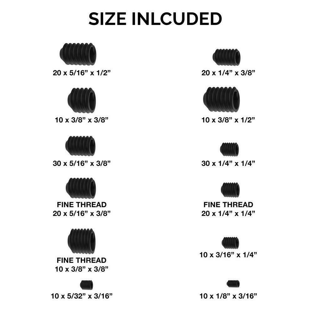 Neiko 50484A Internal Hex Allen Set Screw 5/32″ x 3/16″/1/4″ x 3/8″