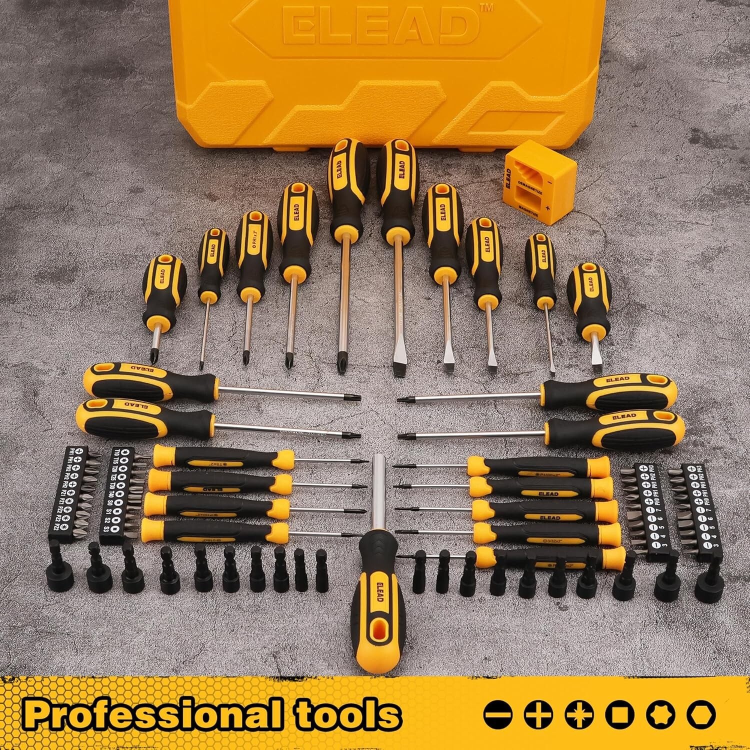 Magnetic Screwdriver Set with Case: 86-Piece Slotted Phillips, Hex, Torx,Precisi