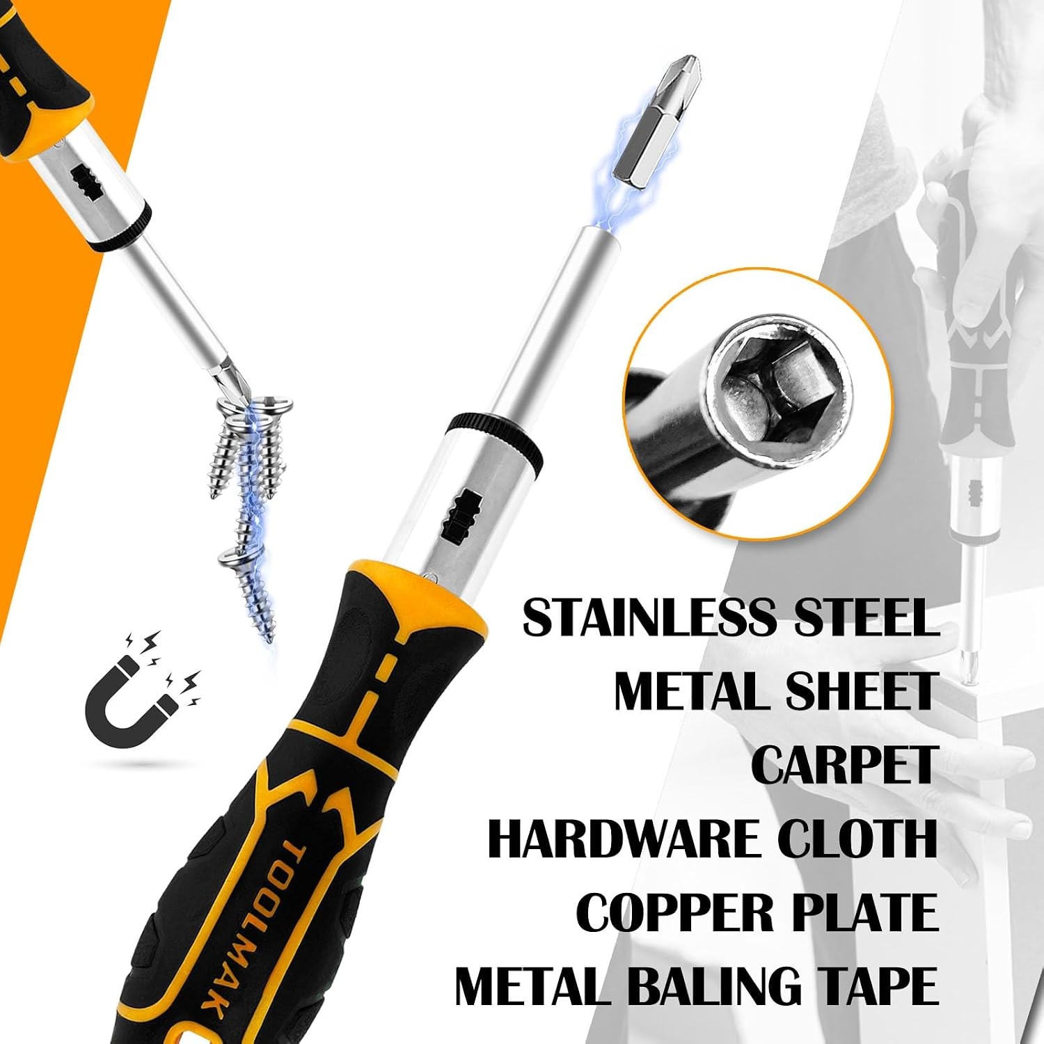 13-in-1 Ratcheting Screwdriver Set, Adjustable Multi-bit with Magnetic Tips